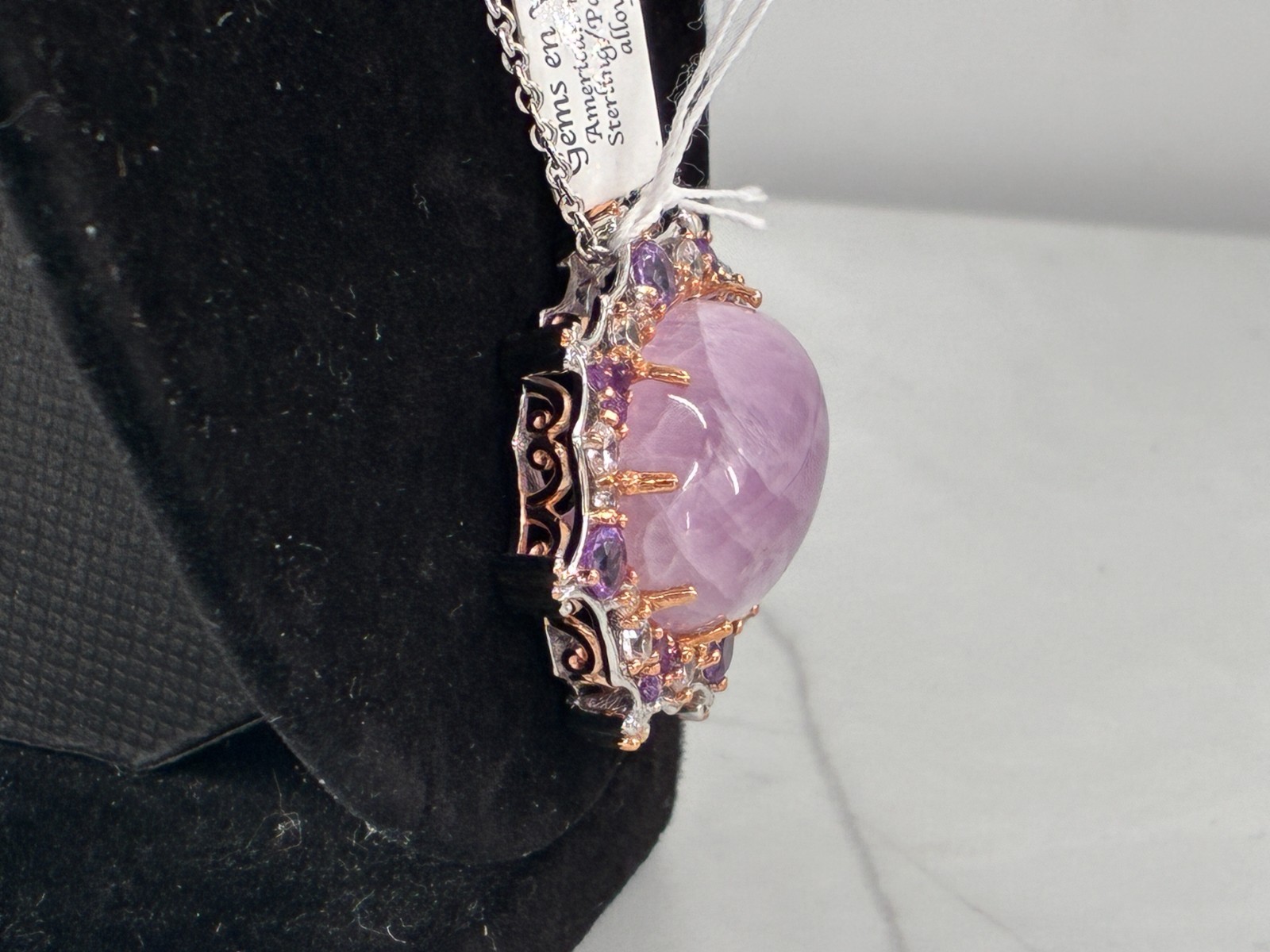 Michael Valitutti Gems en Vogue Kunzite Amethyst Silver Palladium Necklace HN925