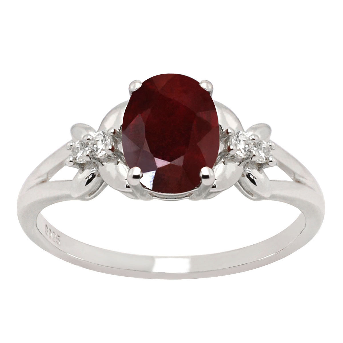 De Buman 1.73ctw Ruby and Cubic Zircon 925 Silver Ring