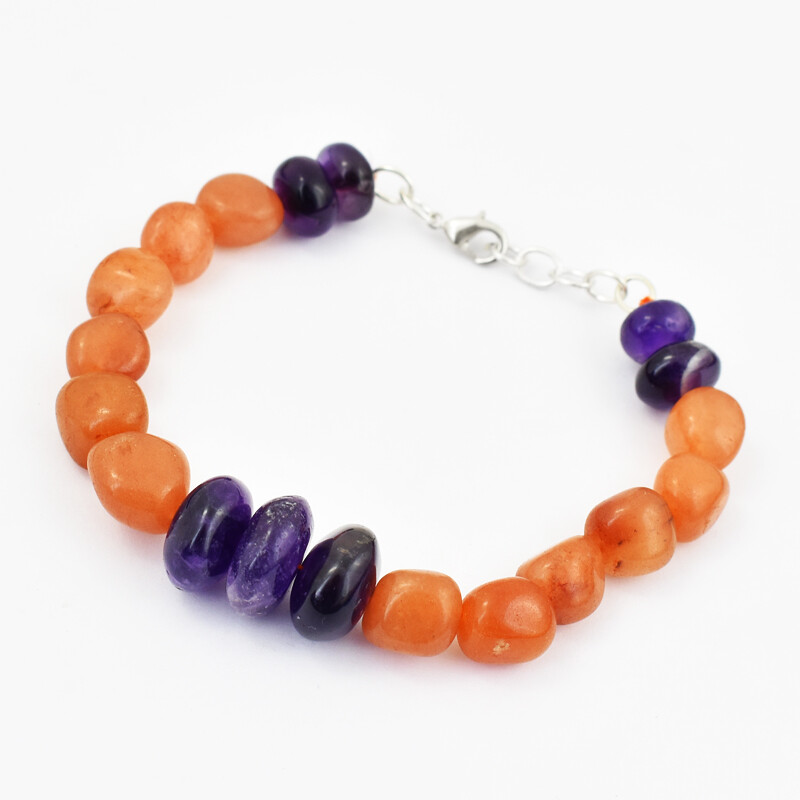 190.00 Cts Natural 7 Inches Long Carnelian & Amethyst Beads Bracelet NK-27E258