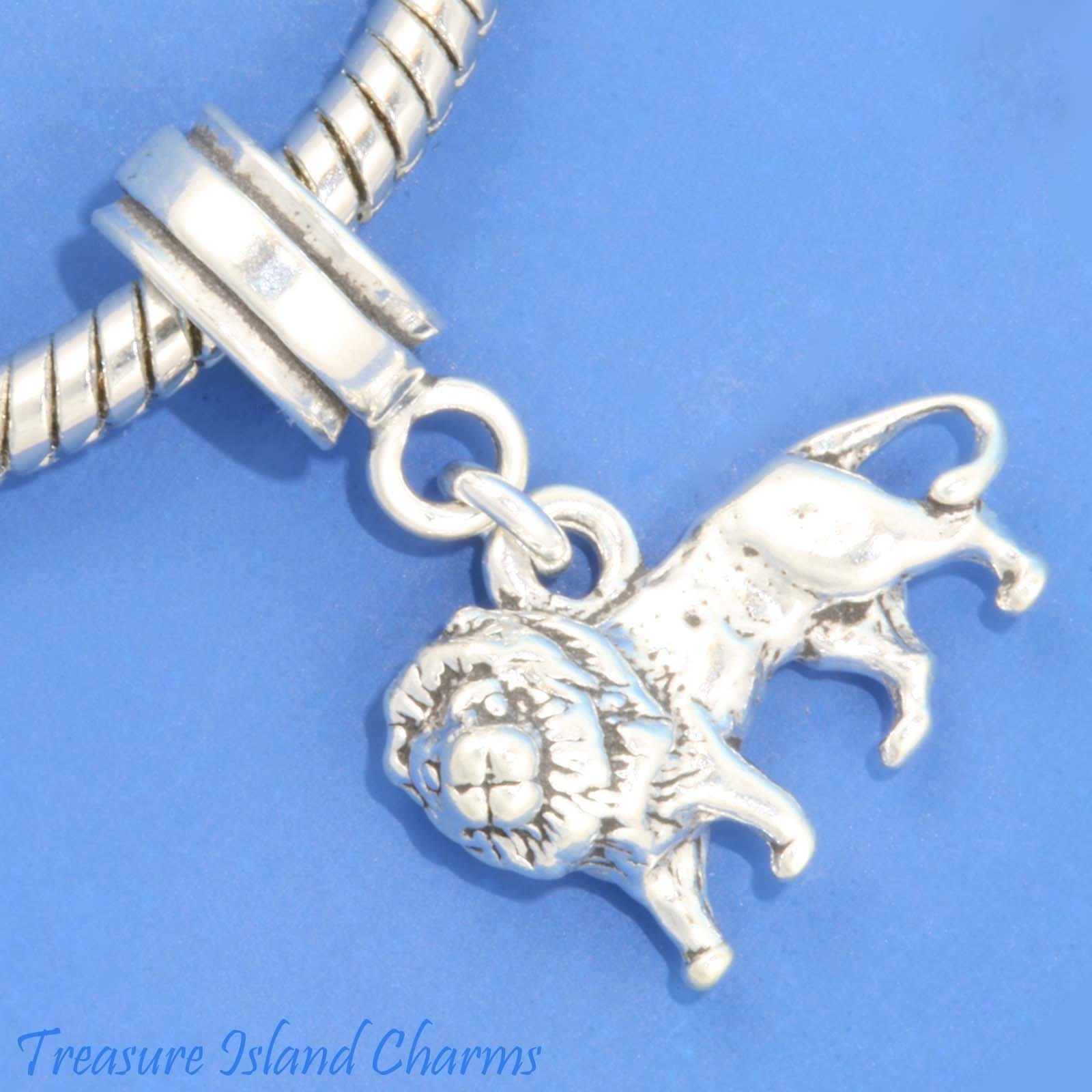 Lion Leo Zodiac Sign 925 Solid Sterling Silver European Dangle Bead Charm Euro