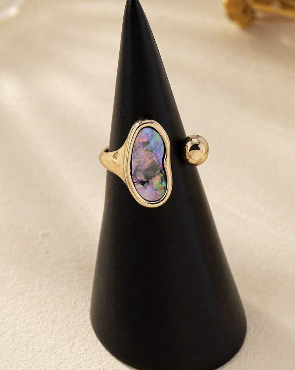 Gemstone Inlaid Single Opening Ring One Size