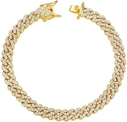 Cuban Link Anklets for Women Plus Size Large Ankle Bracelets Gold Silver Rhinest