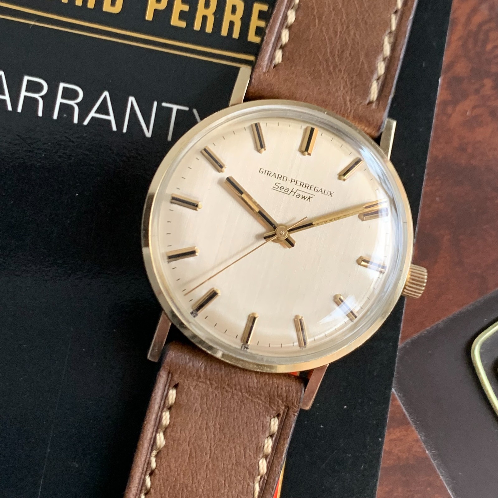 Girard Perregaux Sea Hawk 10K Gold Filled Manual Wind Watch Mint Box & Paper