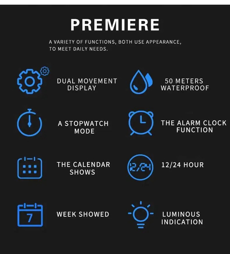 Military Tactical Waterproof Digital Sports Watch LED Backlight TAC Wristwatch