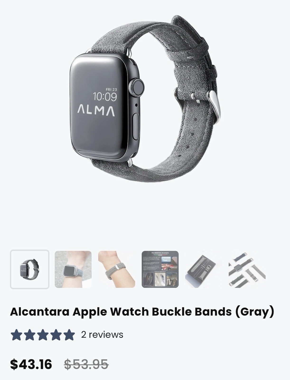 ALCANTARA APPLE WATCH BUCKLE BANDS Gray And Navy Available