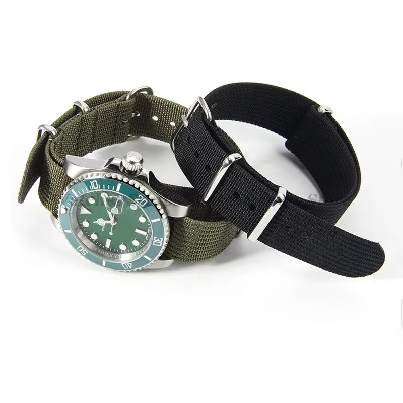 Ribbed Nylon Watch Strap 18mm 20mm 22mm Military Band Belt for Seiko Omega Rolex