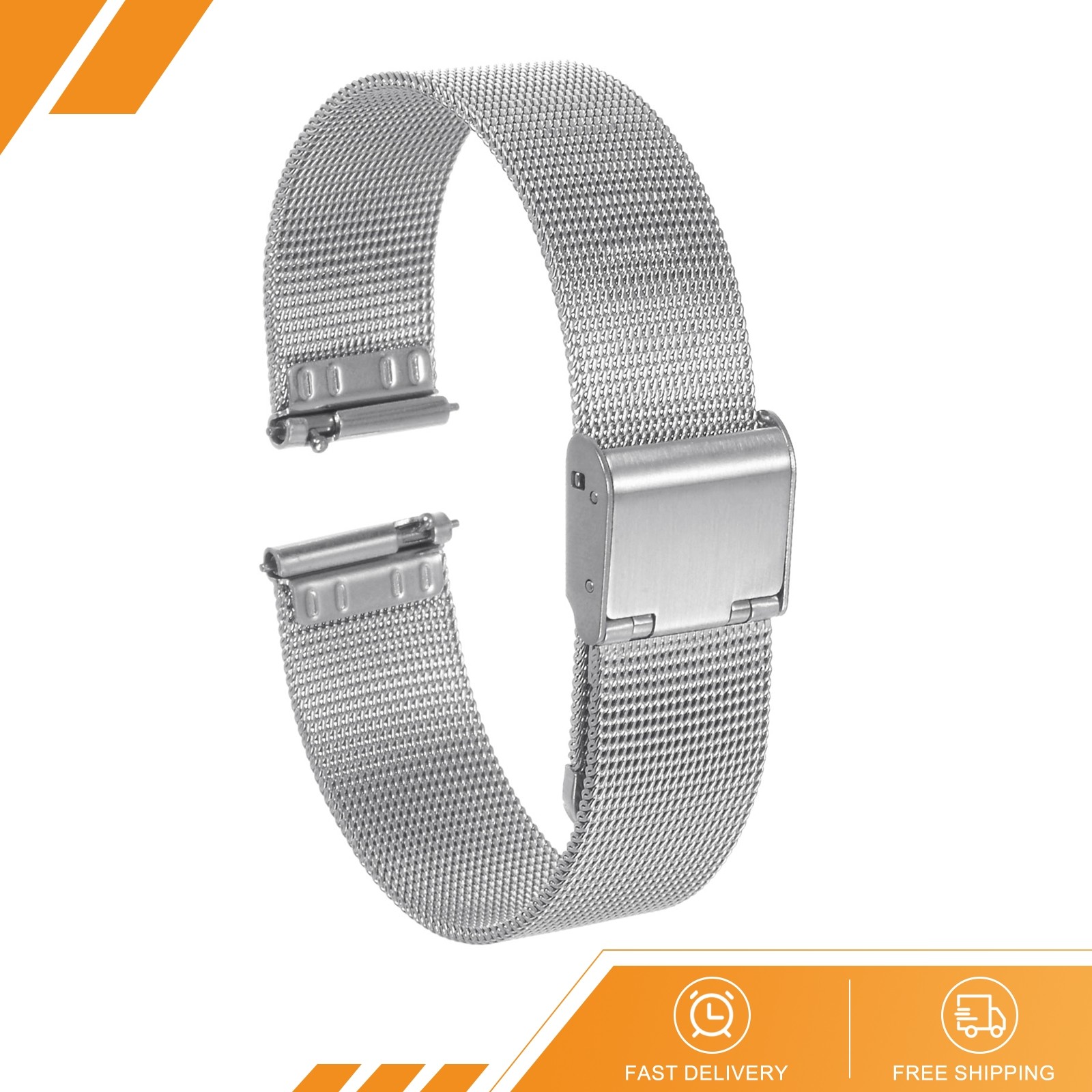 Stainless Steel Mesh Watch Band 16mm Quick Release Adjustable Strap Silver New