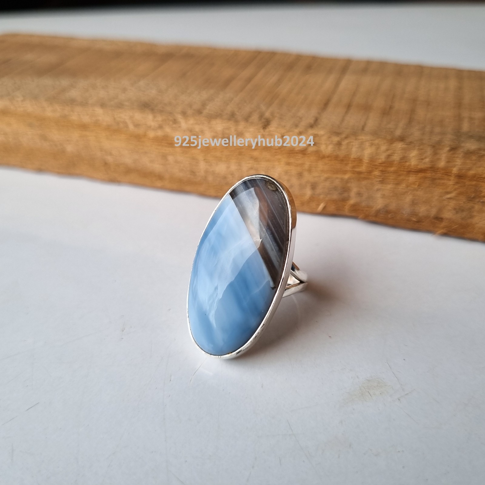 Owyhee Blue Opal Gemstone Ring 925 Sterling Silver Anniversary Gift Ring PG6622