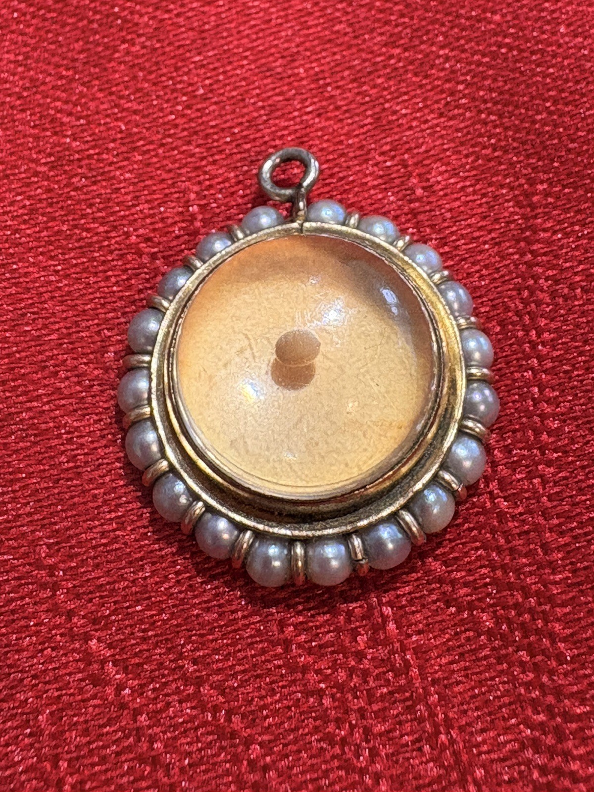 Vintage 12k yellow gold and pearl Mustard Seed Amulet of Faith Matthew 17:20