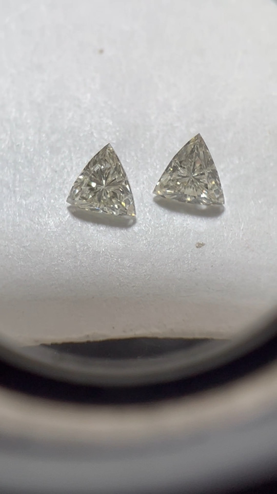 4TCW Trillion GRA Certified Real Moissanite Stud Earring 14k White Gold Plated