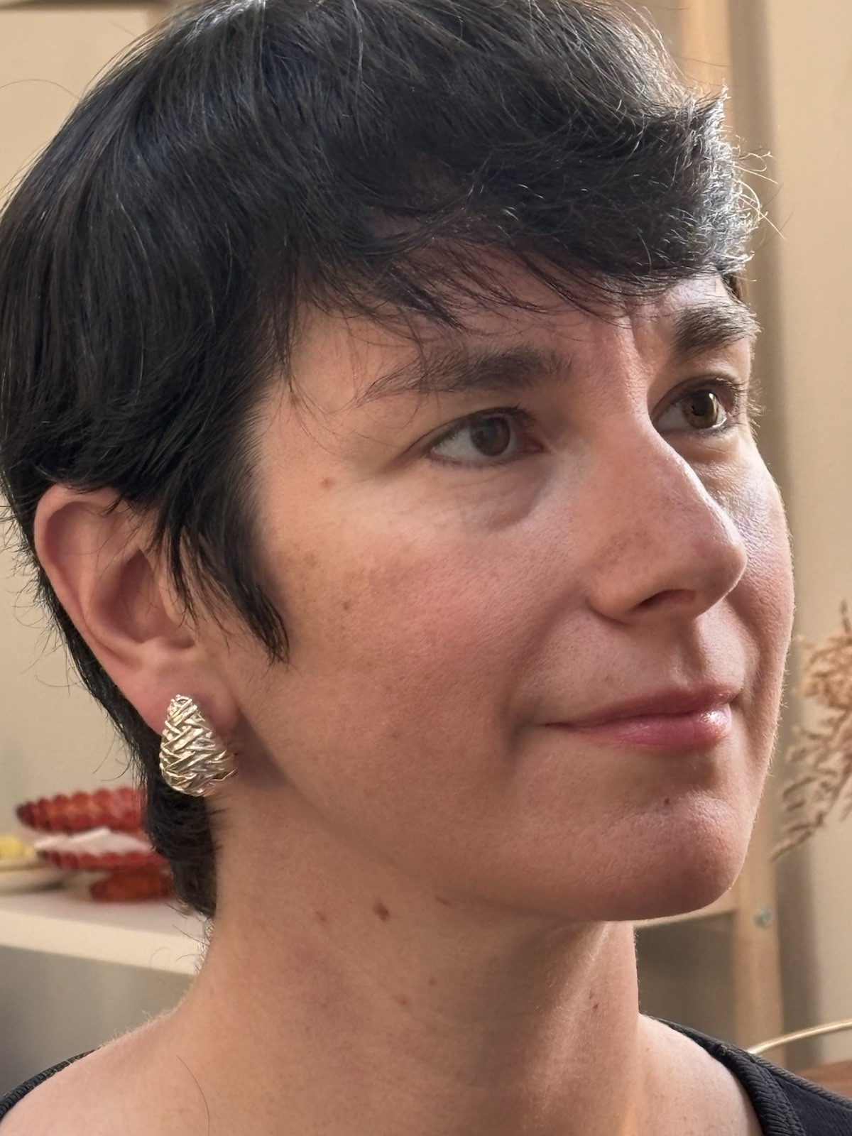E&L ISRAEL ELECTROFORM CROSS HATCH WEAVE CLIP EARRINGS
