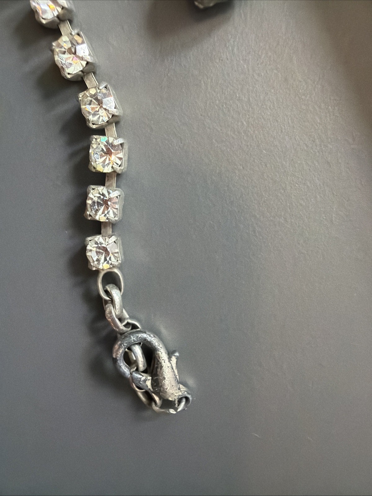 Vintage Estate Long Rhinestone Necklace 24+ Inch Glam Statement Jewelry