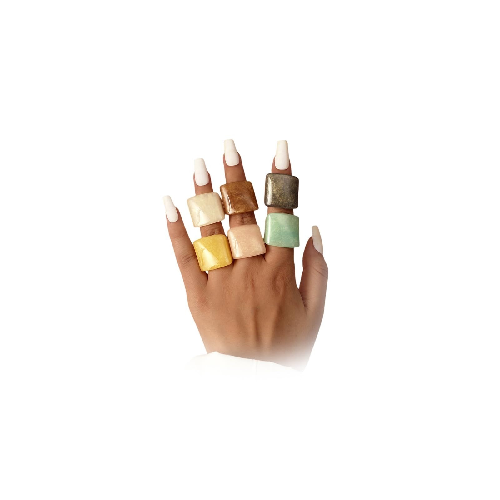 Chunky Large Resin Stackable Rings Set for Women – Colorful Acrylic Jewelry