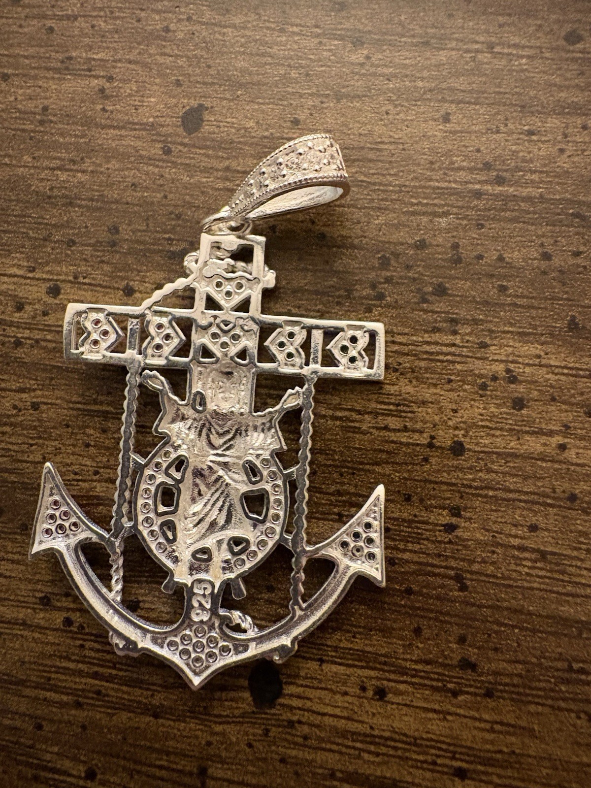 925 Sterling Silver Jesus Anchor Cross Pendant