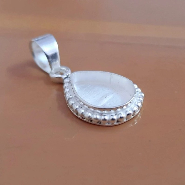 925 Sterling Silver 7x9mm Pear Bezel Pendant Blank Handmade DIY Jewelry Making