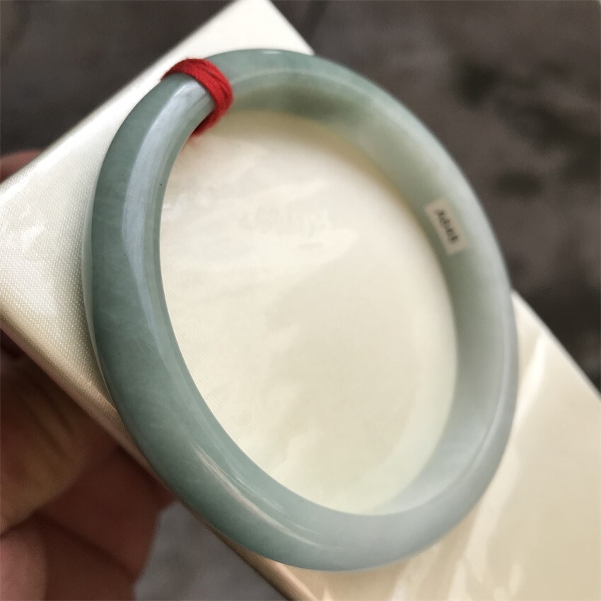 63.5mm Natural Ice Green Myanmar Jadeite Bracelet Emerald Jade Bracelet Bangle