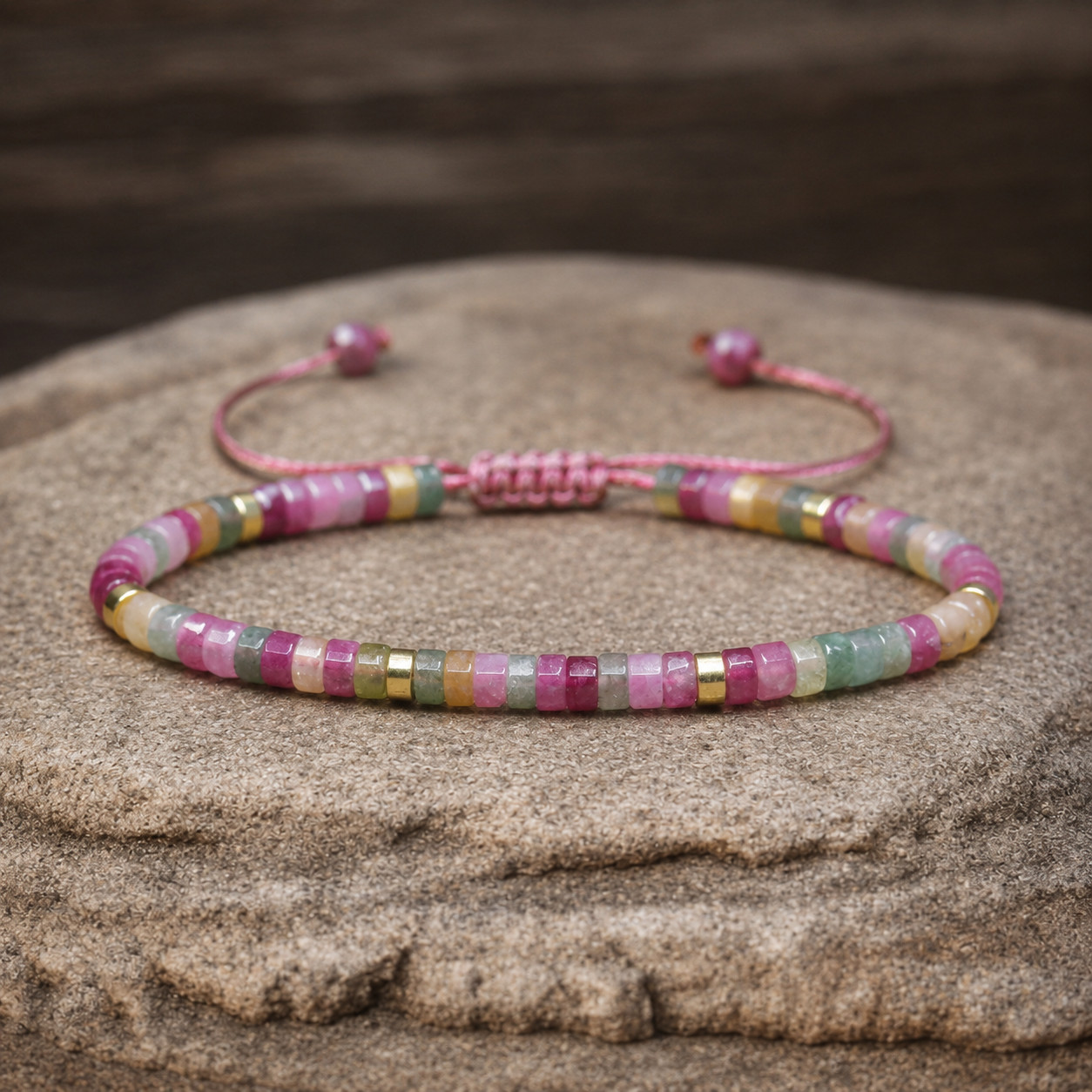 Natural Rainbow Tourmaline Healing Reiki Gemstone Bracelet Gift for Men Women