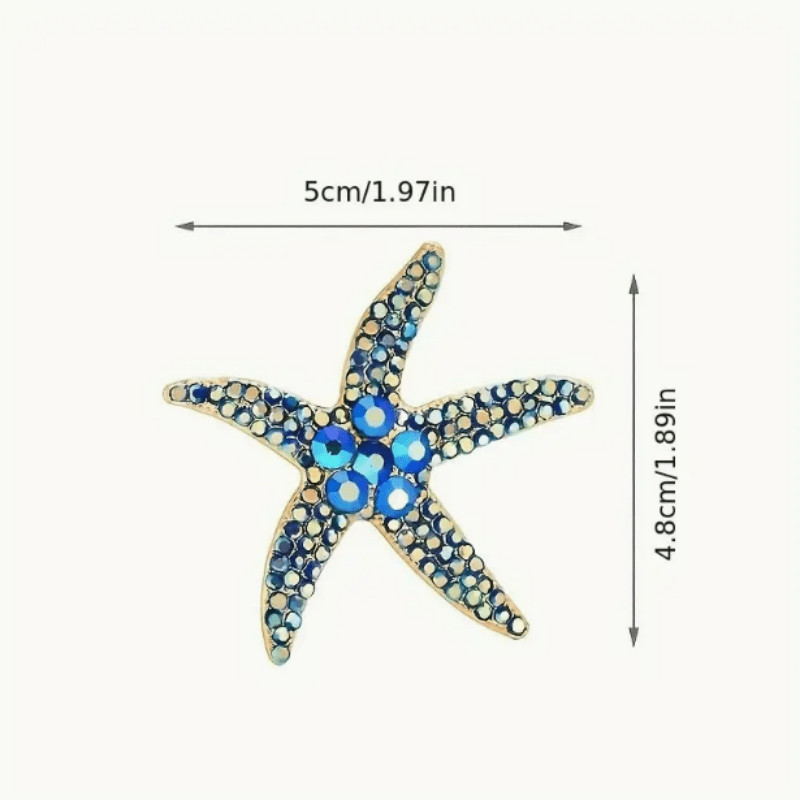 2Pcs Elegant Rhinestone Starfish Brooches Zinc Alloy Beach Theme Party Gift