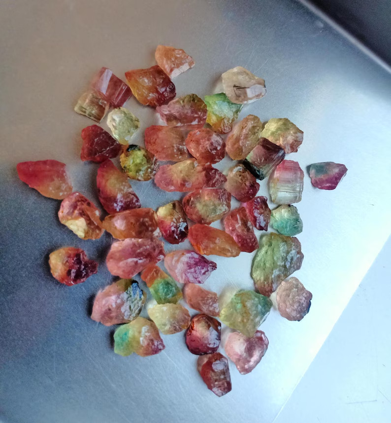 Raw Watermelon Tourmaline Lot Natural Multi-Color Rough Loose Stone 38 Carat
