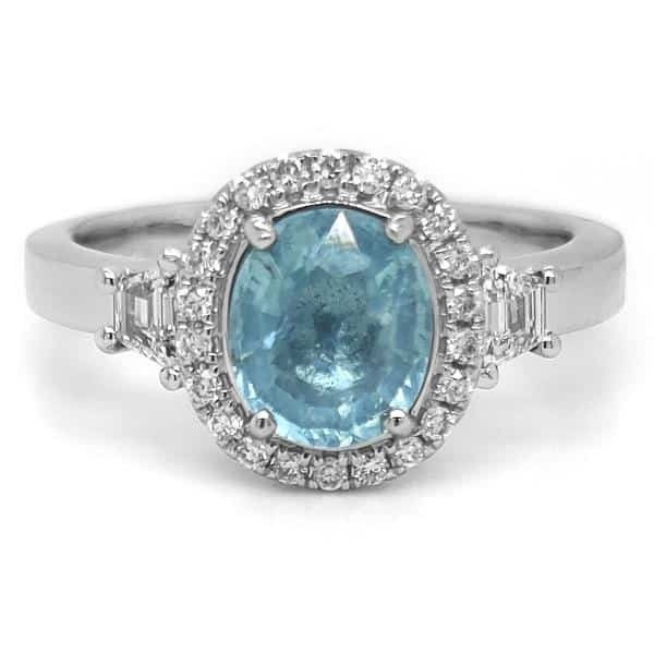 1.38ct Vivid Neon Blue-Green Copper-Bearing Paraiba Tourmaline Ring 18K Gold