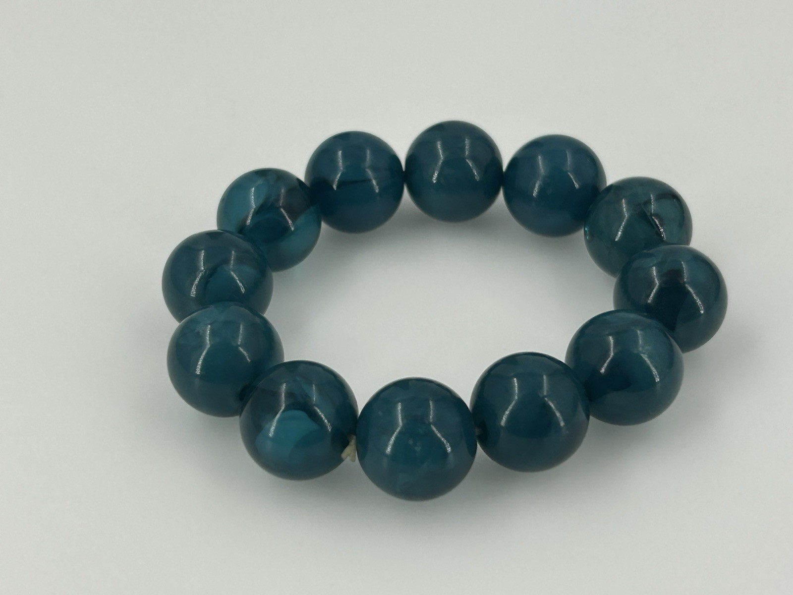 Vintage Dark Blue Green Swirl Acrylic Stretch Bracelet