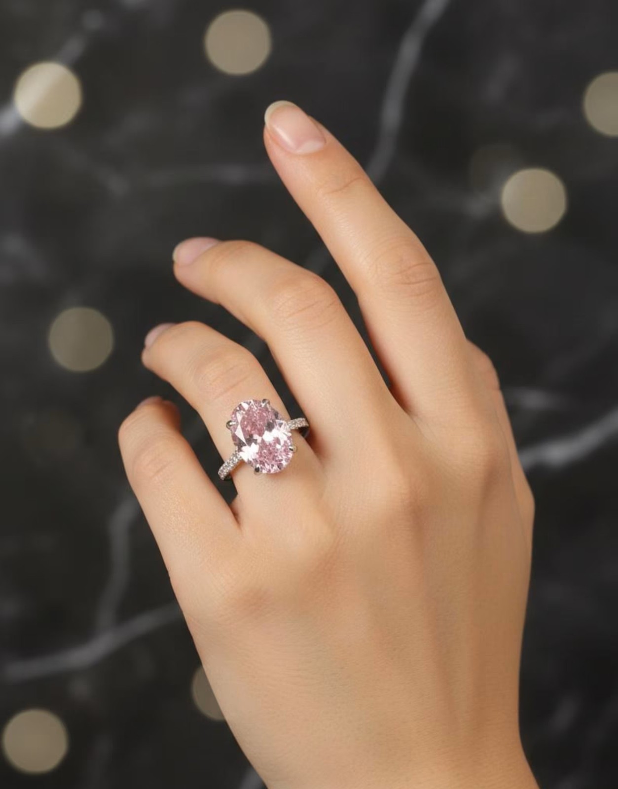5.00 Ct Oval Natural Pink Sapphire & Diamond Wedding Gift Ring 14k White Gold 8