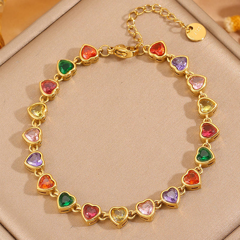 925 Silver Heart Shape Bezel Set Moissanite Wedding Tennis Bracelet for Women