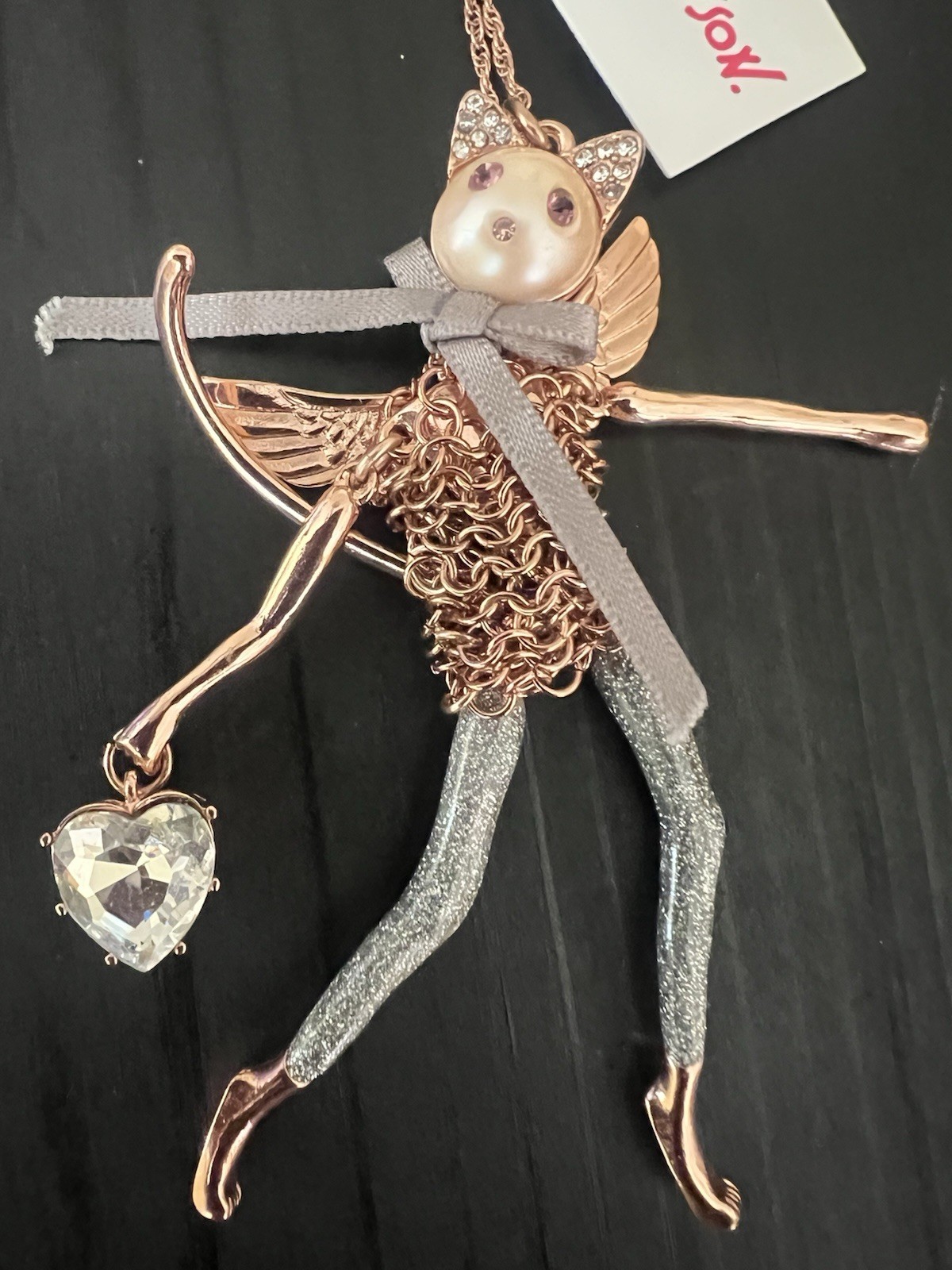 Betsey Johnson Just Kitten Around Bronze Cat Pendant – Rare – O4