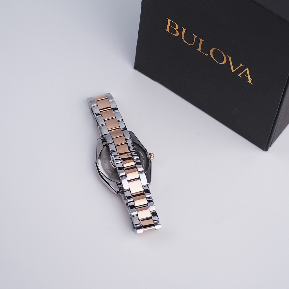 Bulova Surveyor Diamond 98P207 Mother of Pearl Dial Rose Gold Band Women’s Watch