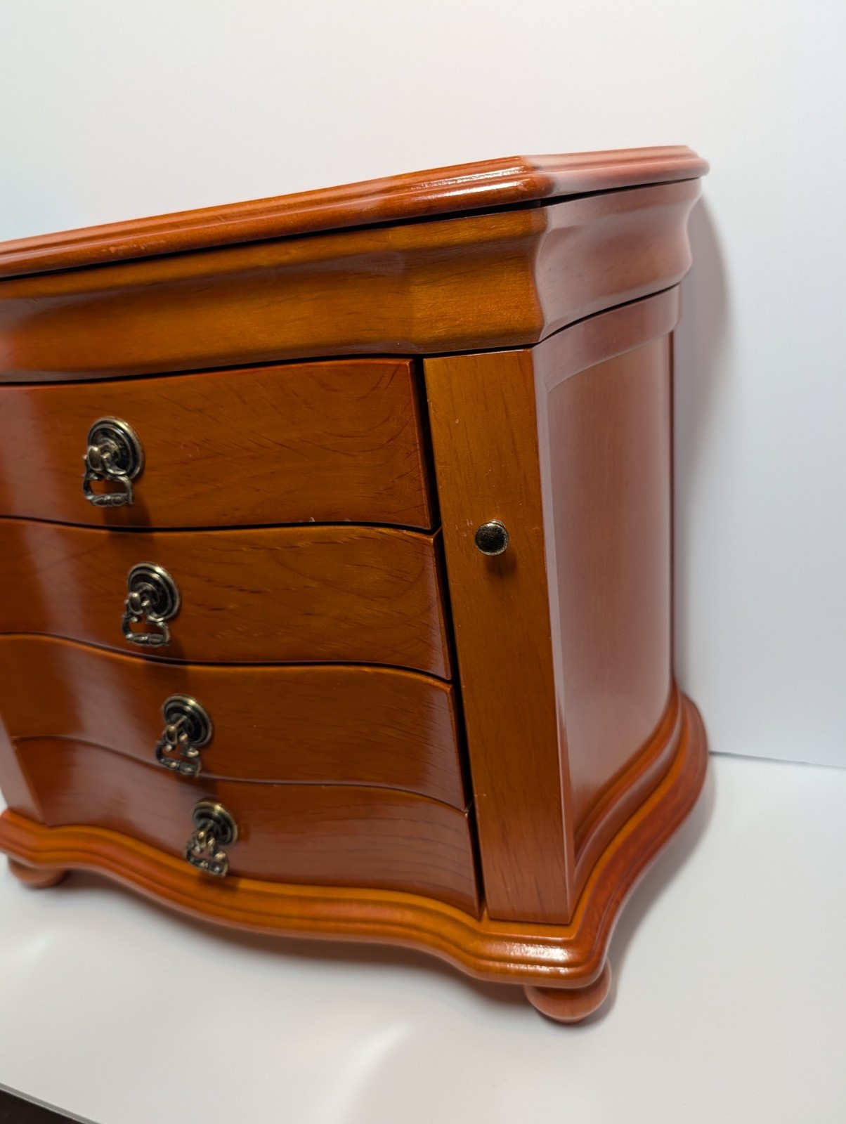 Vintage Solid Wood Jewelry Cabinet – Table Top Armoire 15.5”x13”x8.25” Nice!