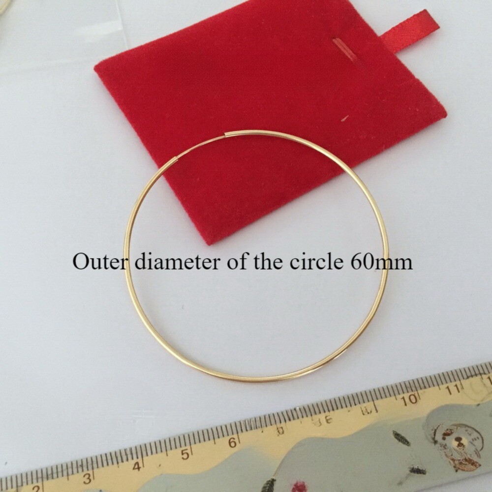 HOT 14K Yellow Gold Round Endless Hoop Earrings 1.5mm Tube Hoops Ear Rings
