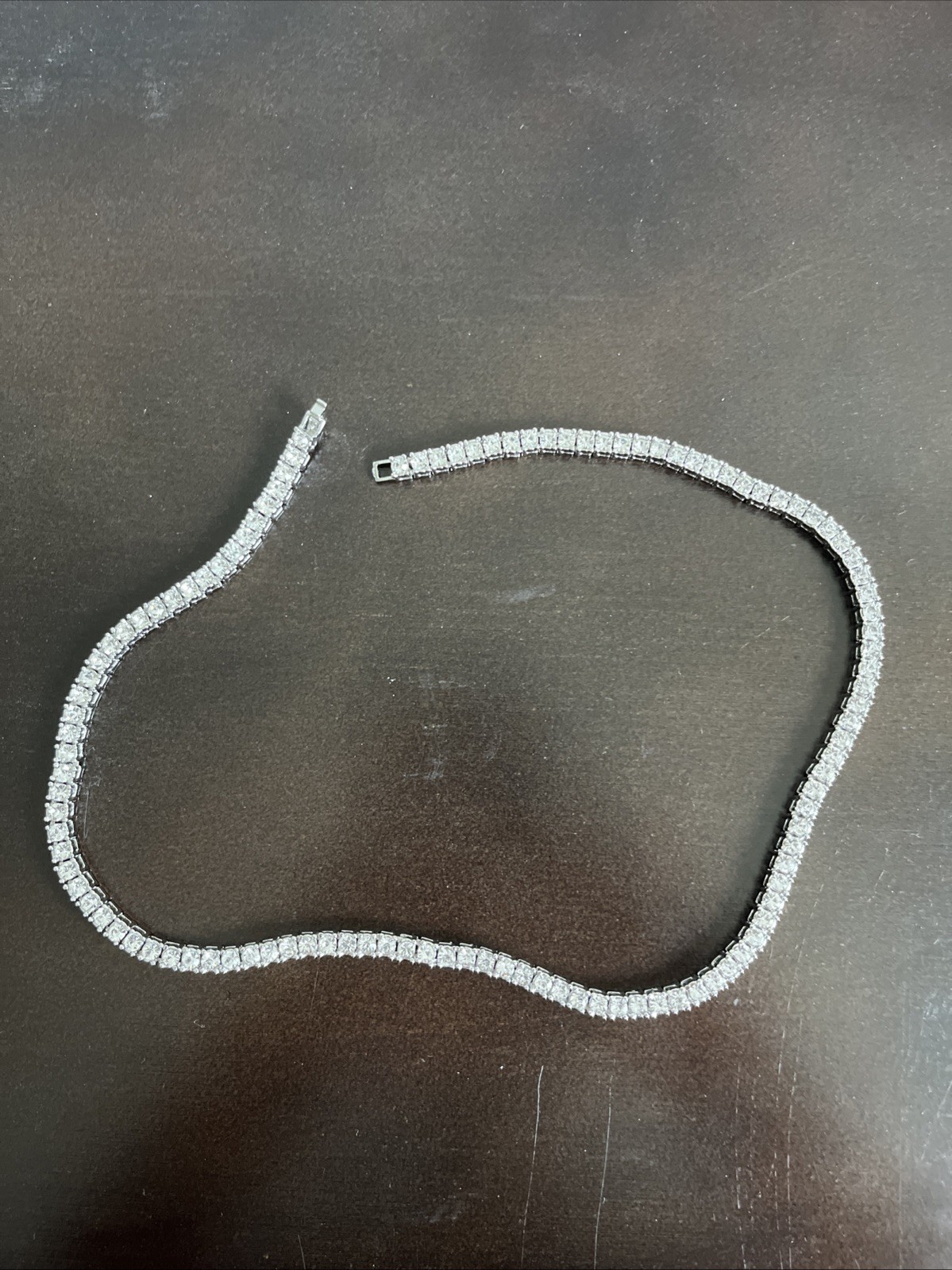 Tennis Chain Crystal White Round 4 mm Silver 20 inch