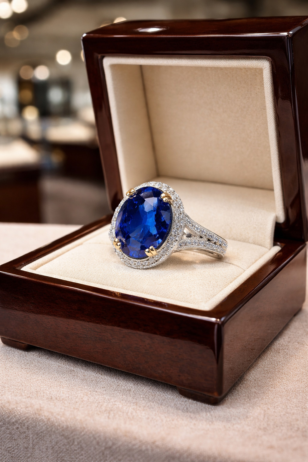 6.50 Ct Oval Natural Sapphire & Diamond Wedding Gift Ring 14K White Gold Size 6