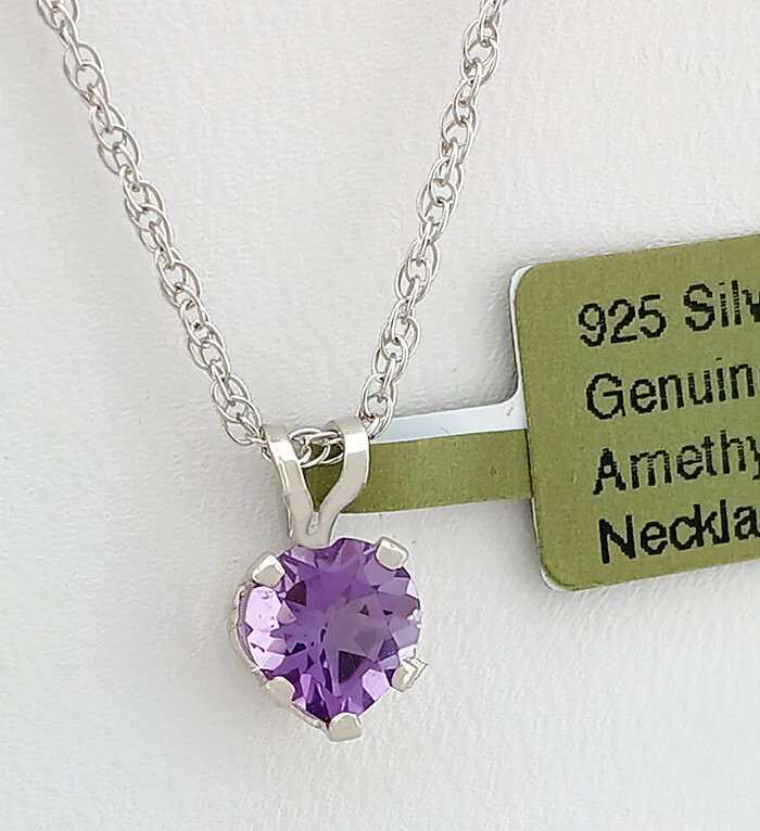 GENUINE 1.08 Cts AMETHYST PENDANT NECKLACE .925 STERLING SILVER – New With Tag