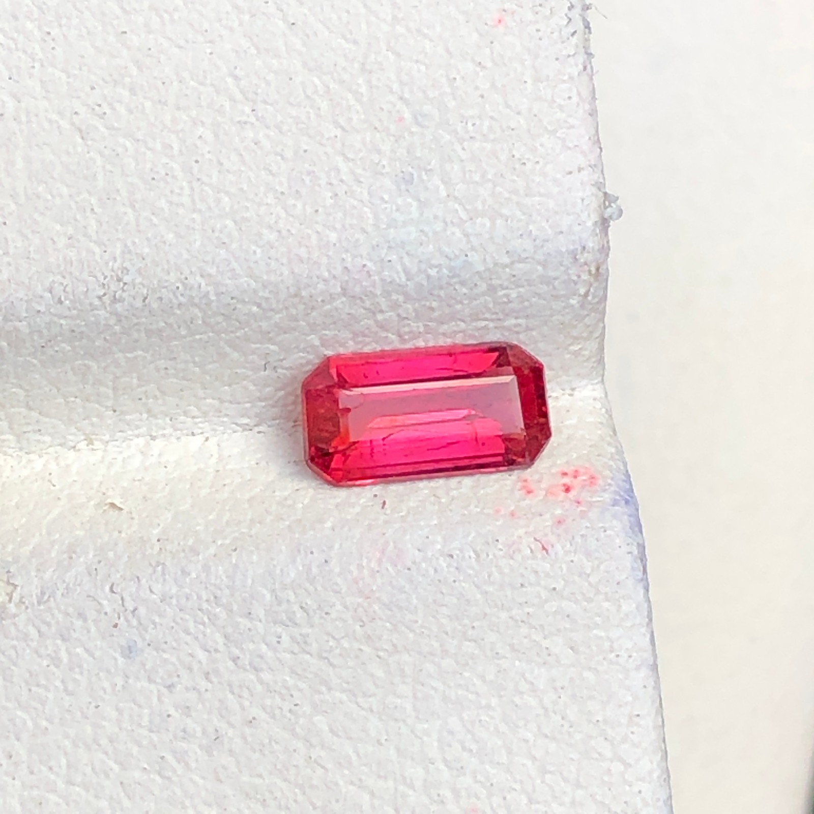 0.57 Carat Natural Emerald Cut Pinkish Red Spinel Loose Gemstone From Burma