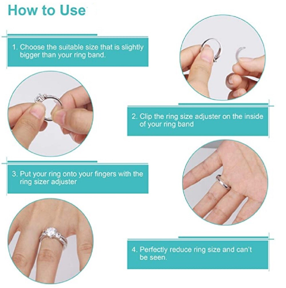 8 Pcs Invisible Ring Adjuster-Assorted Sizes Ring Size Reducer Spacer Ring Guard