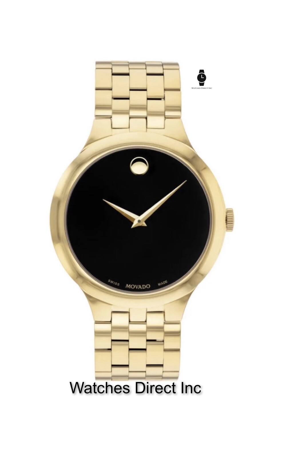 Brand New Movado Men’s Veturi 40mm Yellow Gold Black Dial Watch 0607417