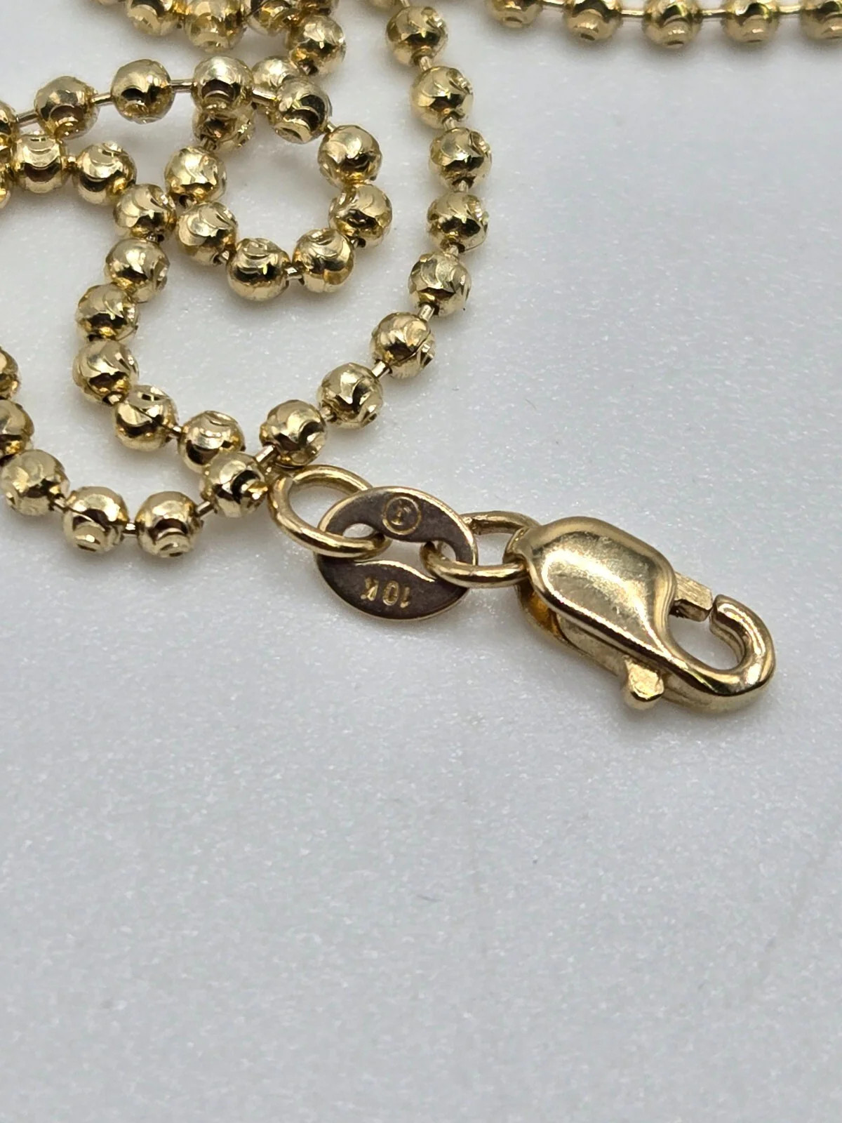 10K Yellow Gold Thin Ball Chain 20.0 inches long x 1.7 mm Lobster Clasp