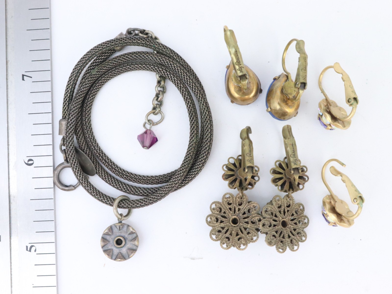 Vintage Liz Palacios Jewelry Lot Swarovski Crystal Necklace Earrings Rhinestones