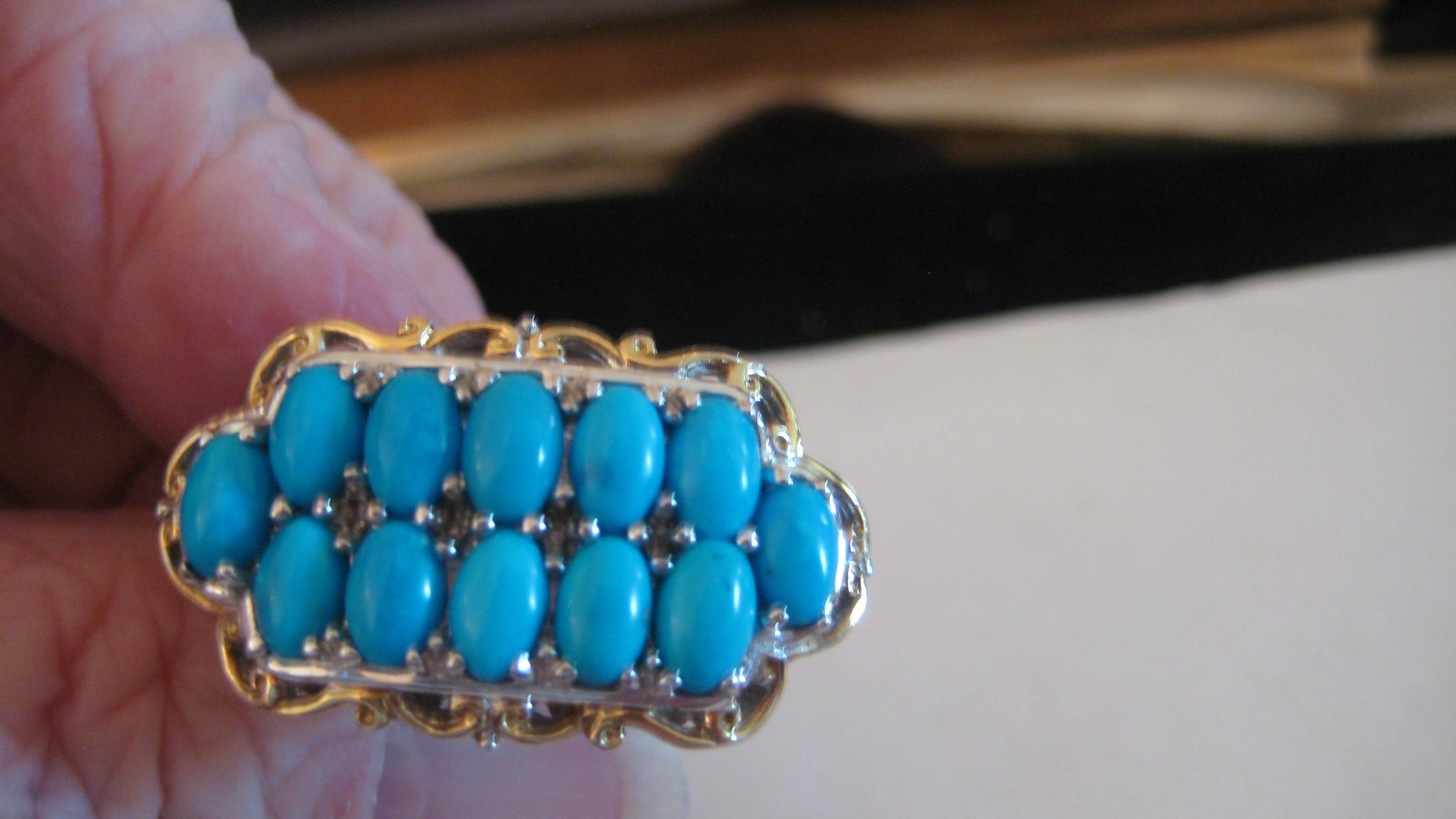 NICE GEMS EN VOGUE/MICHAEL VALITUTTI 925 SLEEPING BEAUTY TURQUOISE RING, SZ 7.25