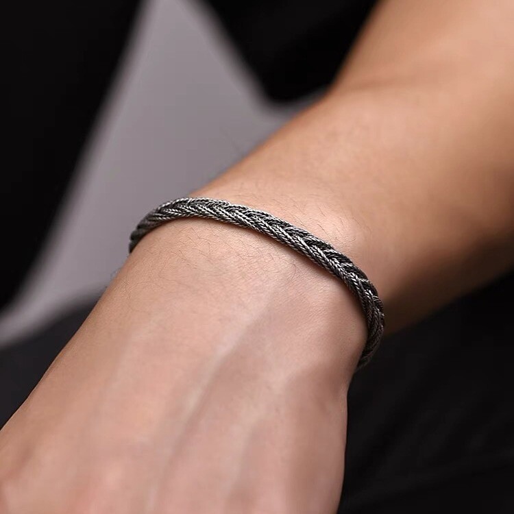6mm Retro Wheat Braided Bracelet Solid 925 Sterling Silver Chain Jewelry