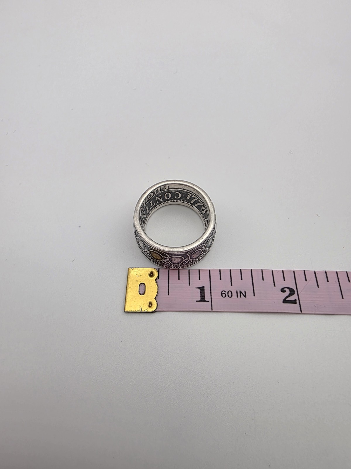Coin Ring Made From A 99.9% Pure Silver Copy of the 1776 Continental Dollar