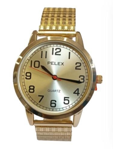 Men’s Wrist Watch Large Gold Dial Gold Tone Bracelet Splash Proof Quartz Big XL