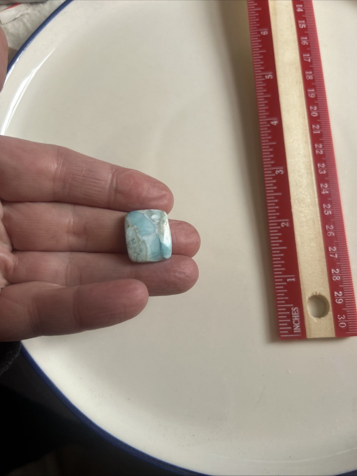 Polished Larimar rectangular cabochon of Larimar, Jewelry Making Wrapping