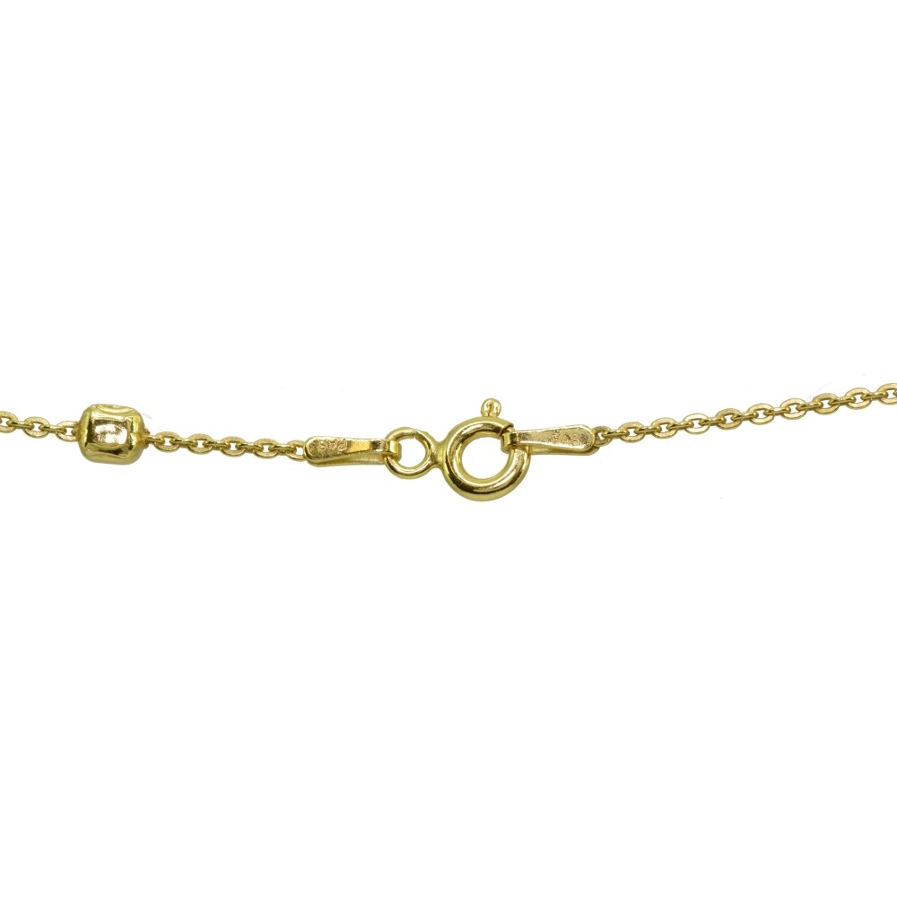 7.5 Inch Polished Square Cube Station Cable Chain Bracelet in Gold Plated Silver