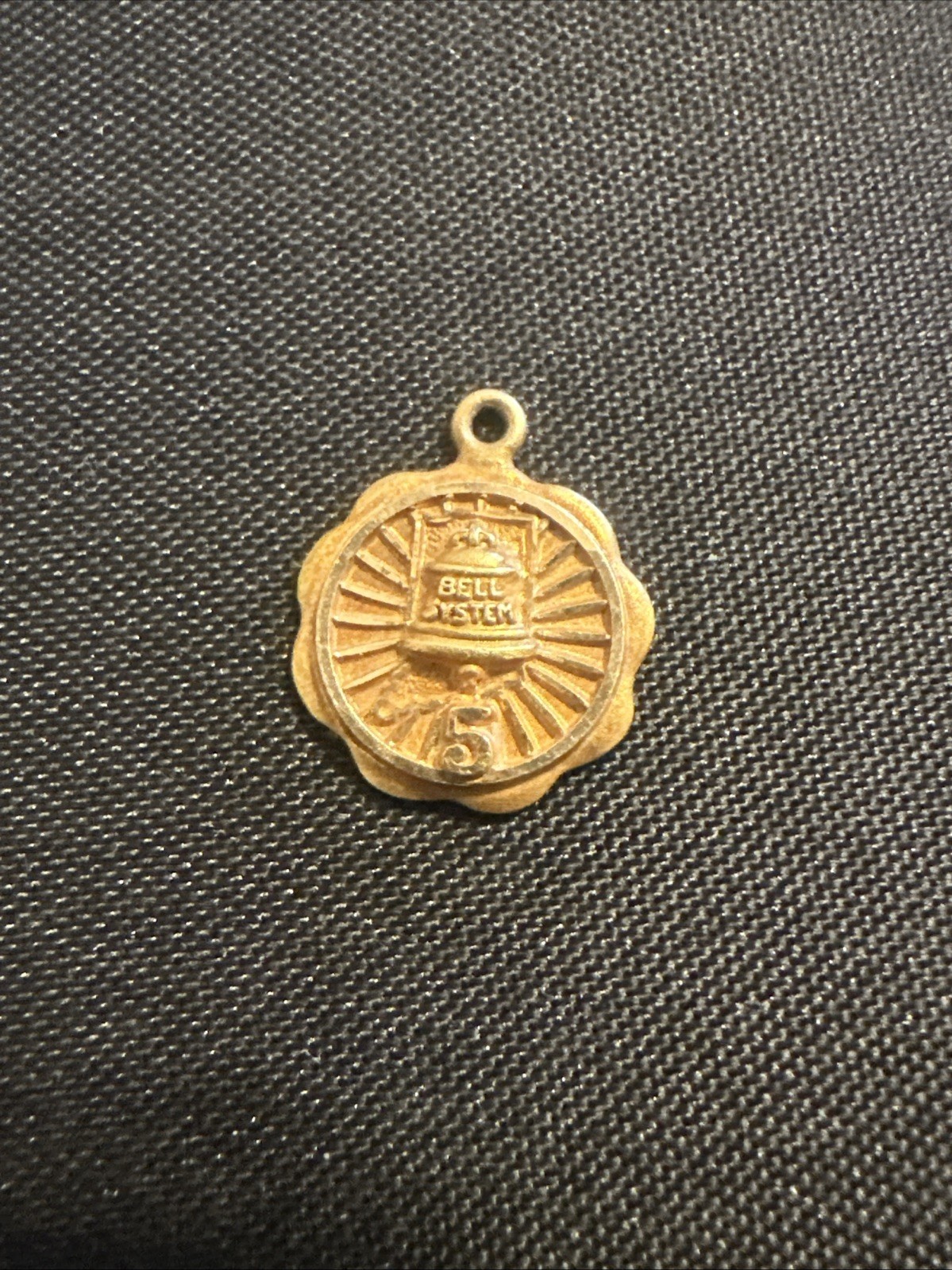 Vintage 14K Gold Bell Systems Telephone Service Award Charm Pendant 5 Years