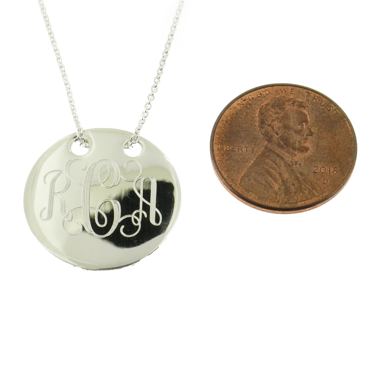 Personalized .925 Sterling Silver Round Monogram Necklace