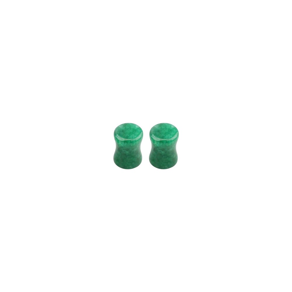 Jade Stone Double Flare Concave Tunnels Ear Gauges Plugs Expanders Piercing Pair
