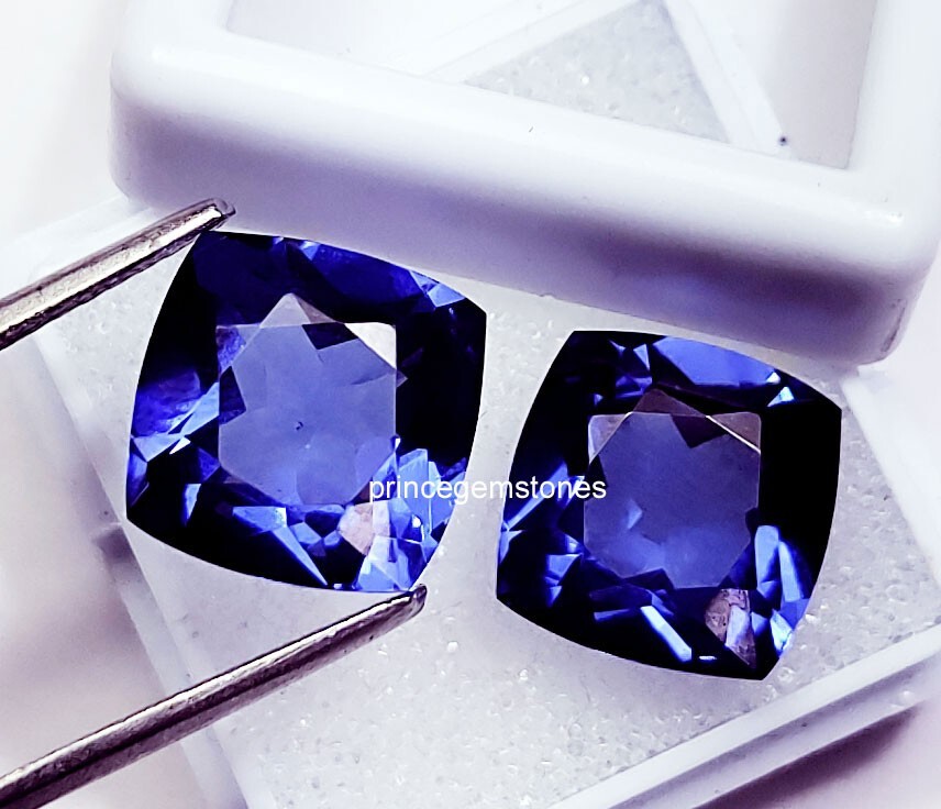 Natural Tanzanite Cushion Cut 16 Ct Pair Certified Loose Gemstone P051