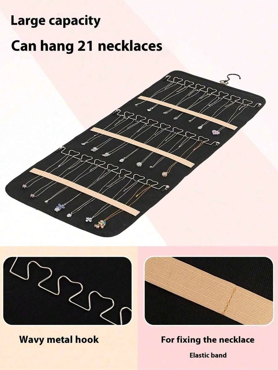Hanging Jewelry Organizer Necklace Holder Travel Roll Storage Case